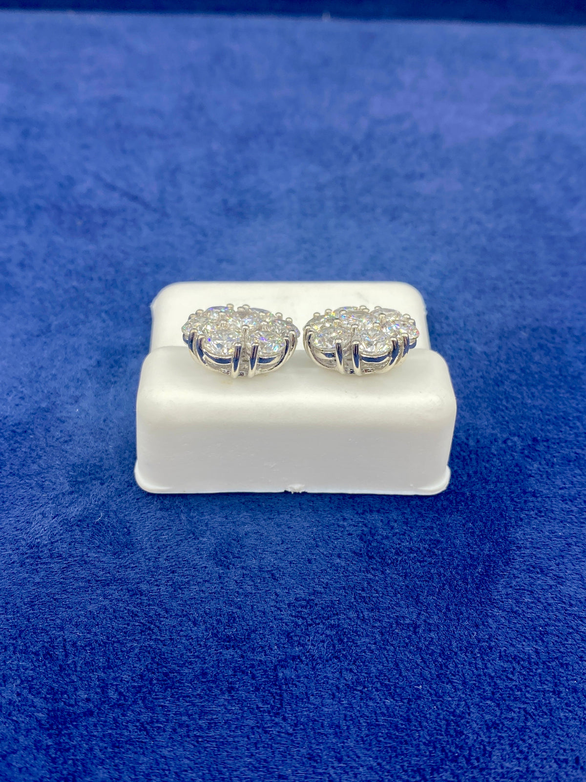 14K Gold Jumbo Flower Diamond Earrings - additional product view 5