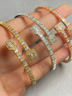 10K Gold Baguette Square Diamond Bangle - additional product view 4