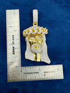 14K Gold Custom Jumbo Cuban Link Jesus Head Diamond Pendant - additional product view 6
