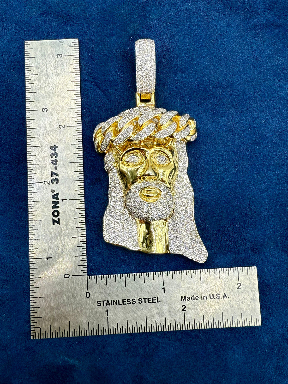 14K Gold Custom Jumbo Cuban Link Jesus Head Diamond Pendant - additional product view 6
