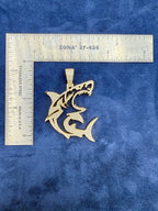 14K Gold Jumbo Great White Shark Diamond Pendant - additional product view 3