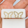 14K Gold Butterfly Pave Outline Diamond Earrings in yellow gold - close-up product photo