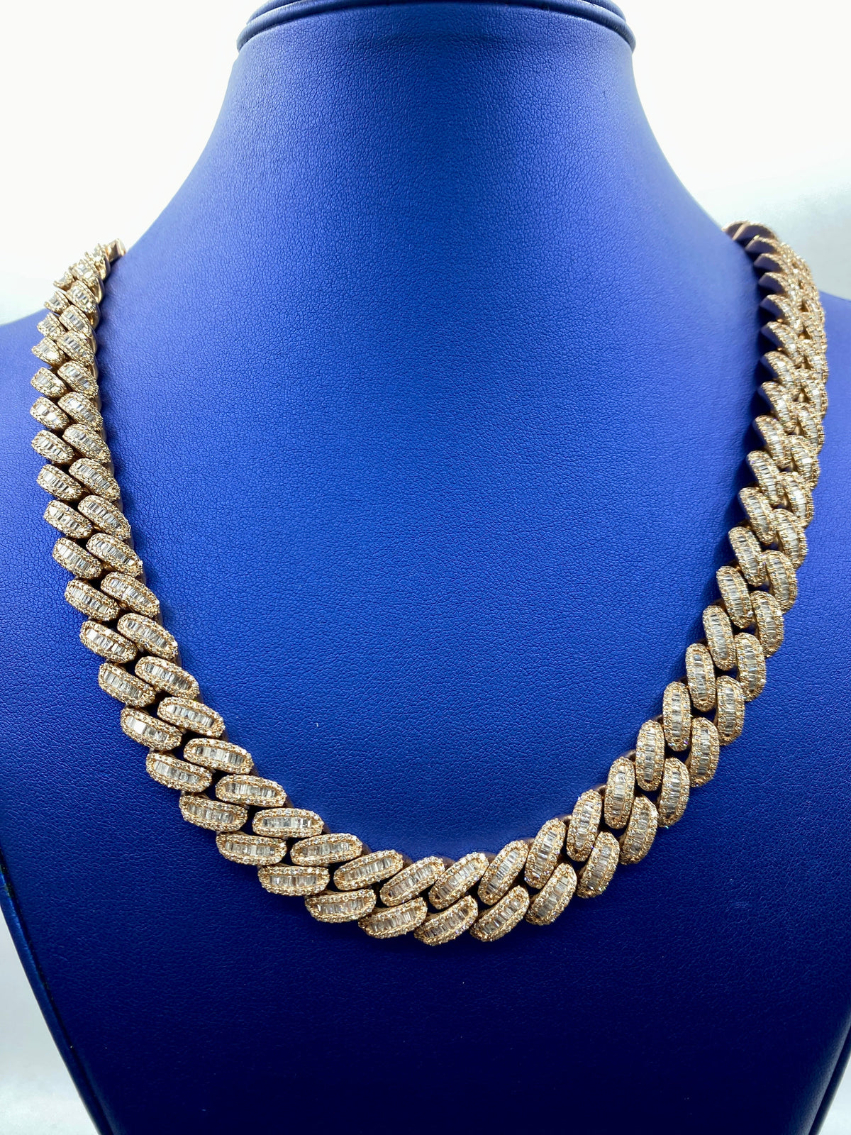 14K Rose Gold Jumbo Baguette Diamond Cuban Chain 14.2mm - additional product view 8