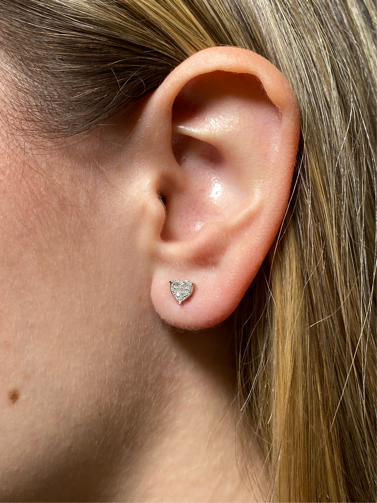 10K Gold Castle Heart Diamond Earrings - additional product view 2