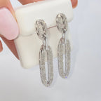14K Gold Oval Chain Dangling Diamond Earrings - additional product view 3