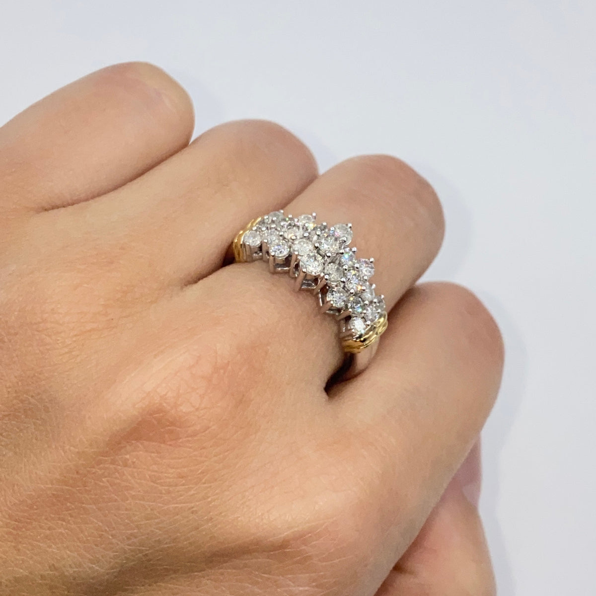 10K Gold Diamond Tiara Two-Tone Engagement Ring - additional product view 3