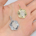 14K Gold Hamsa Shine Diamond Floral Pendant - additional product view 2