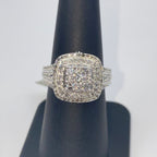 10K Gold Square Large Stones Center Halo Diamond Engagement Ring - additional product view 5