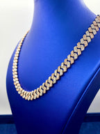 14K Gold 12.4mm Two-Tone Baguette Diamond Cuban Chain 20 in - additional product view 3