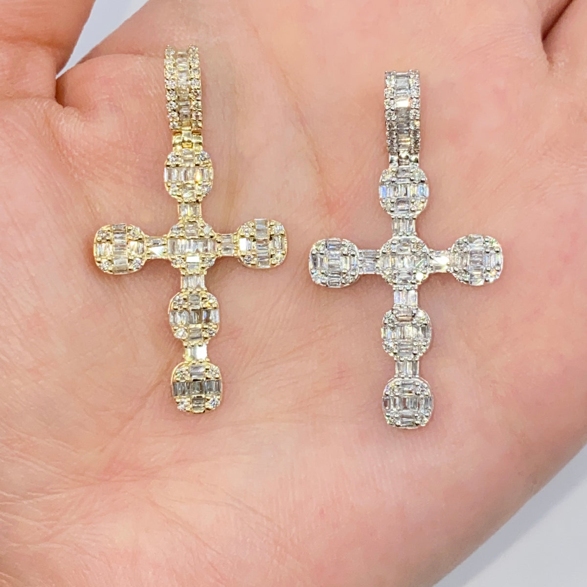 14K Gold Cross Diamond Baguette Pendant - additional product view 2