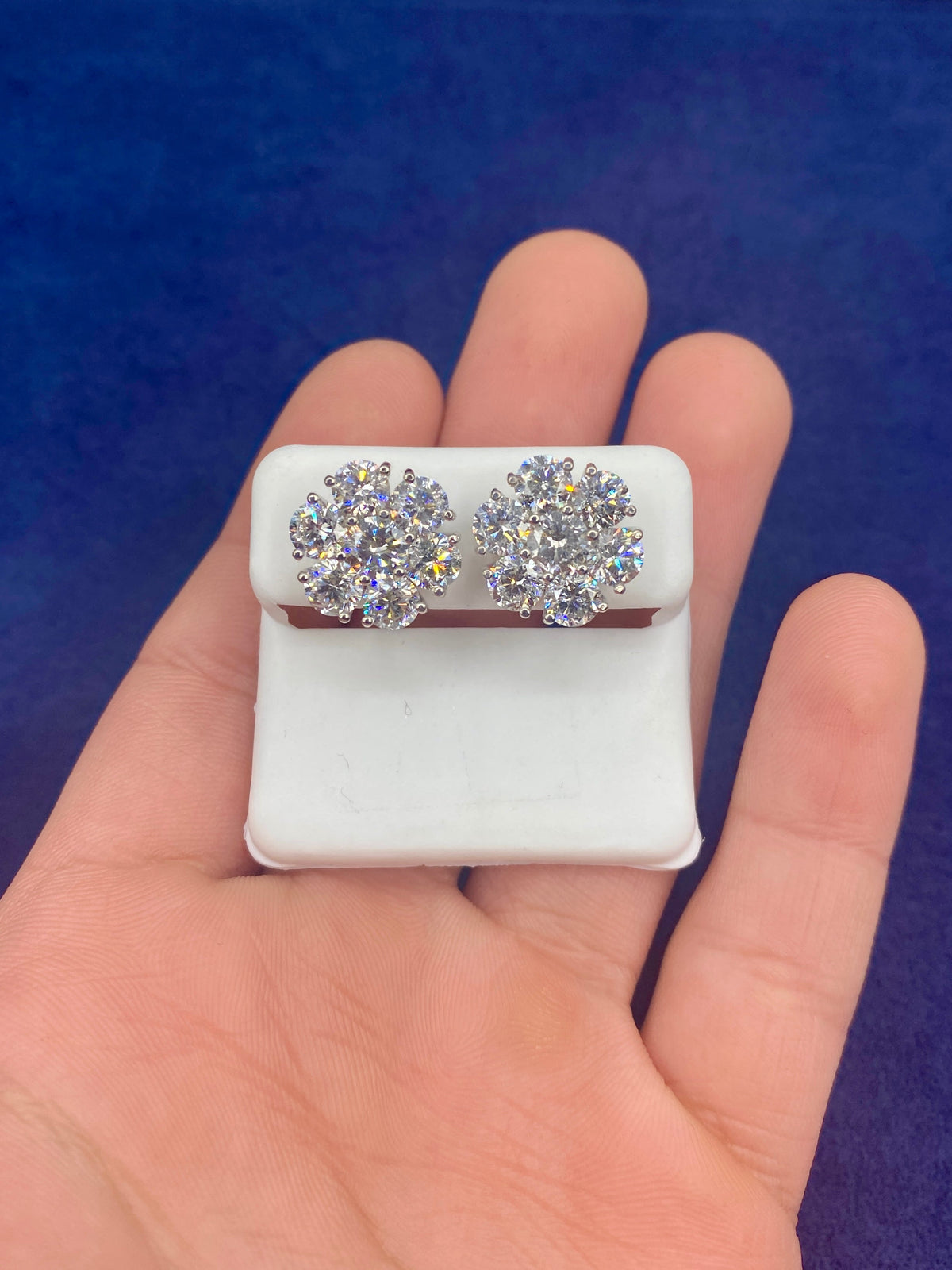 14K Gold Jumbo Flower Diamond Earrings - additional product view 6