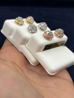 10K Gold Baguette Halo Diamond Earrings - additional product view 3