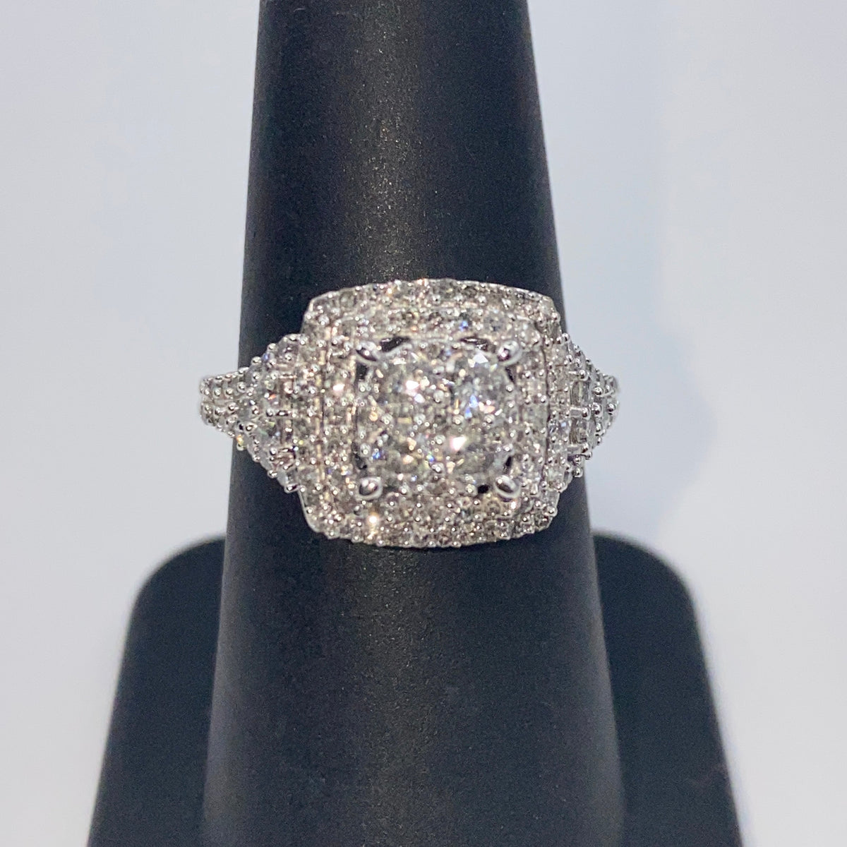 10K Gold Circle Square Halo Diamond Engagement Ring - additional product view 5