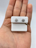 10K Gold Pancake Diamond Studded Earring in white gold - close-up product photo