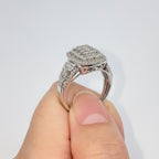 10K Gold Rectangle Halo Diamond Baguette Engagement Ring - additional product view 4