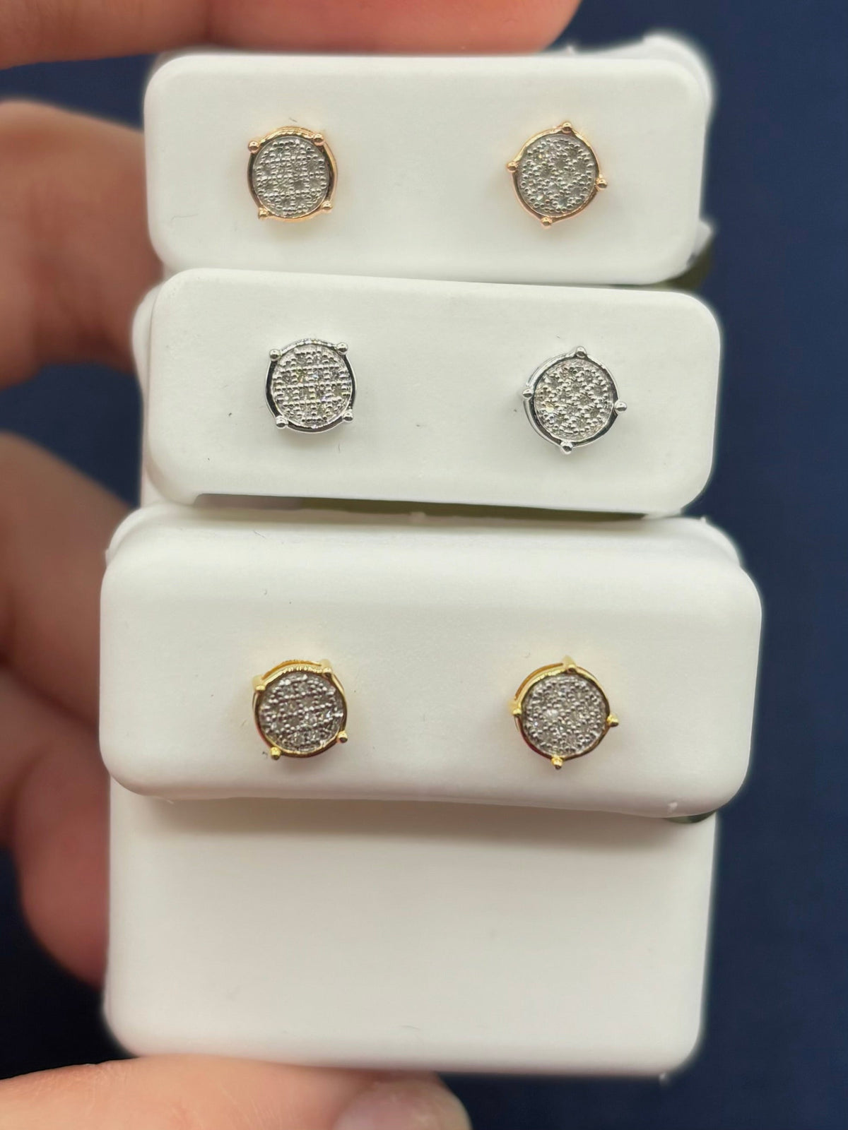 10K Gold Circle Cookie Diamond Earrings - additional product view 2