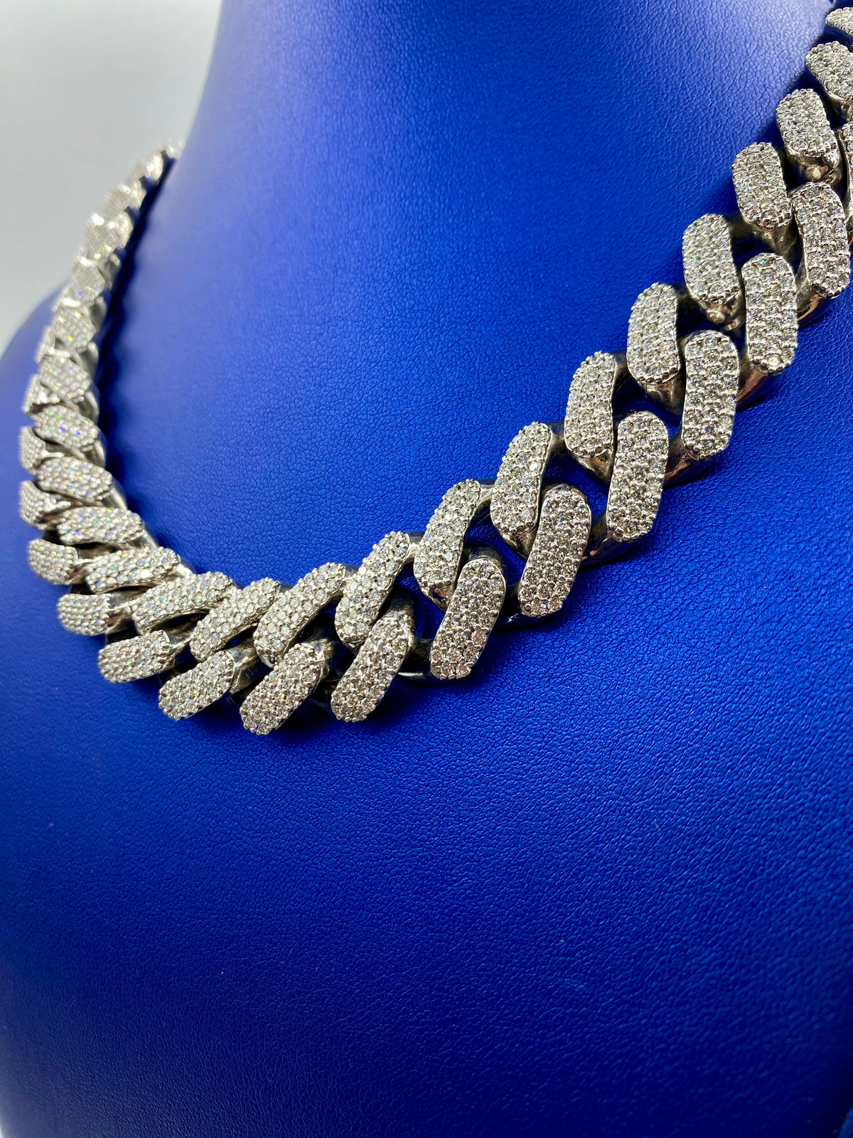 14K White Gold Jumbo Diamond Cuban Chain 20mm - additional product view 3