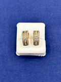 14K Gold Baguette Small Hoop Diamond Earrings in yellow gold - close-up product photo