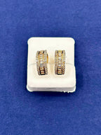 14K Gold Baguette Small Hoop Diamond Earrings in yellow gold - close-up product photo