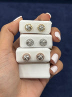 10K Gold Baguette Halo Diamond Earrings - additional product view 2