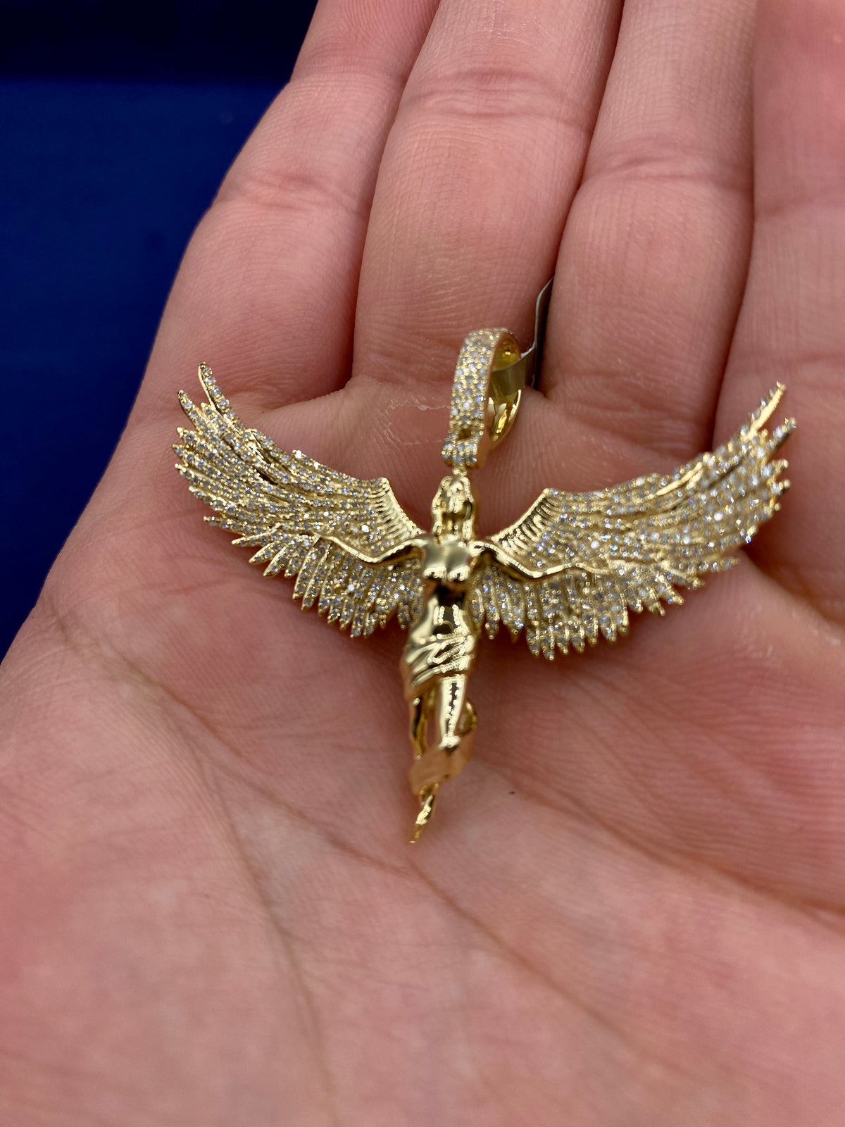 10K Gold Winged Angel Diamond Pendant - additional product view 4