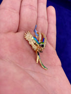 14K Gold Colorful Parrot Diamond Pendant - additional product view 3