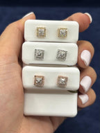 10K Gold Square Layered Baguette Diamond Earrings - additional product view 2