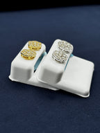 14K Gold Jumbo Halo Diamond Flower Earrings - additional product view 4