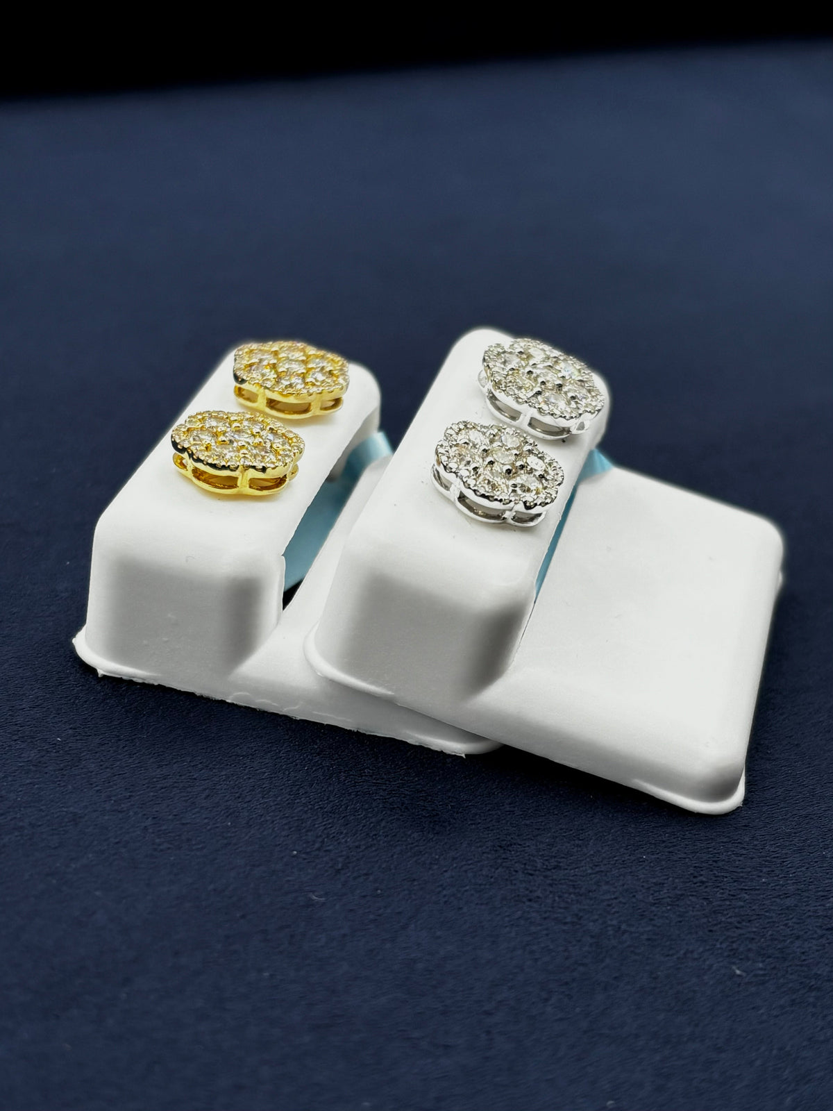 14K Gold Jumbo Halo Diamond Flower Earrings - additional product view 4