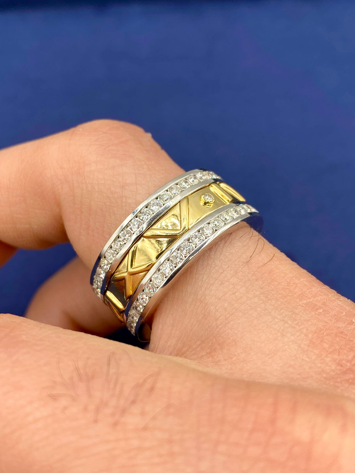 14K Gold Custom Roman Numeral Date Diamond Ring Band - additional product view 5