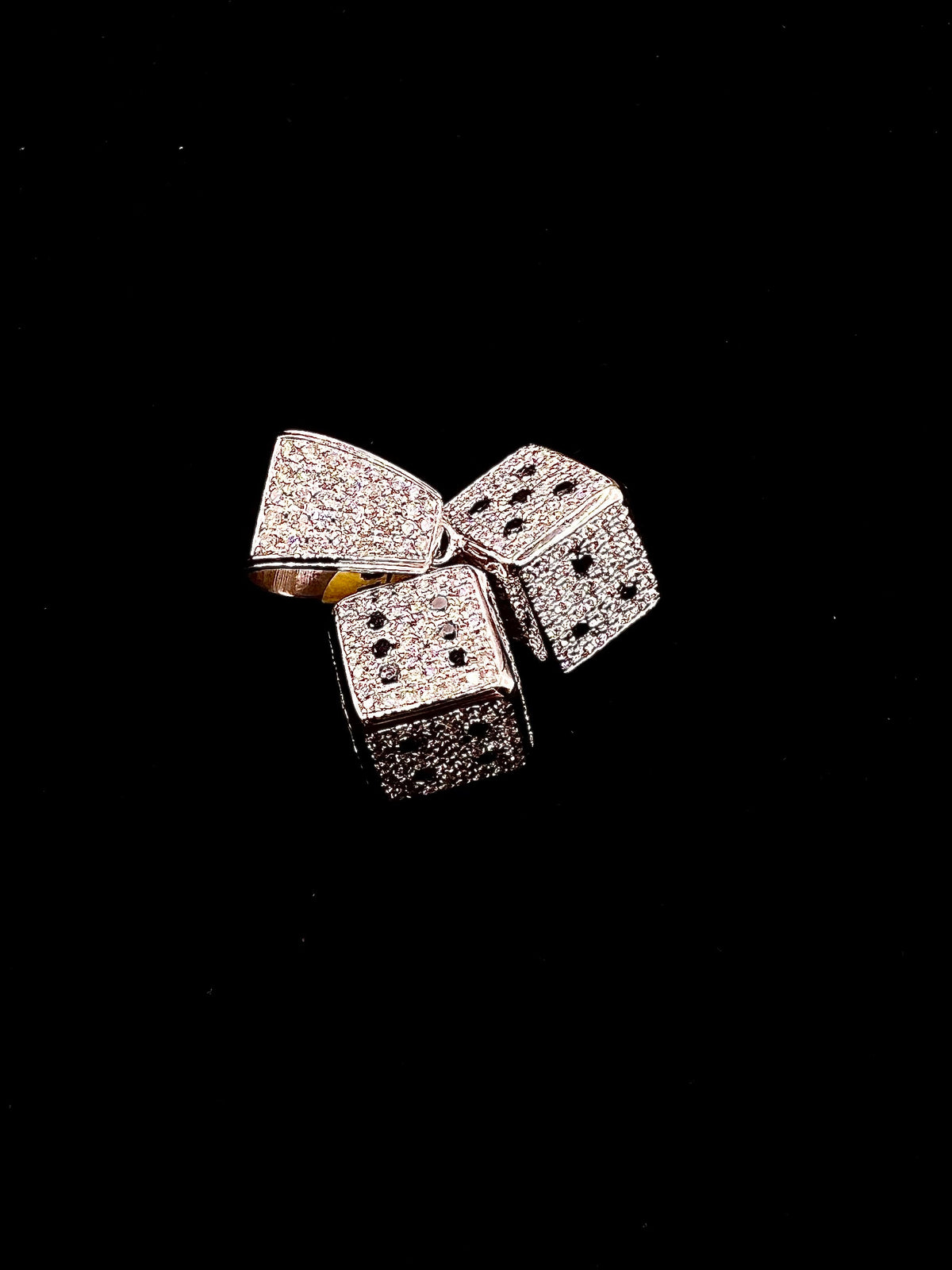 14K Gold Double Dice Diamond Pendant - additional product view 3