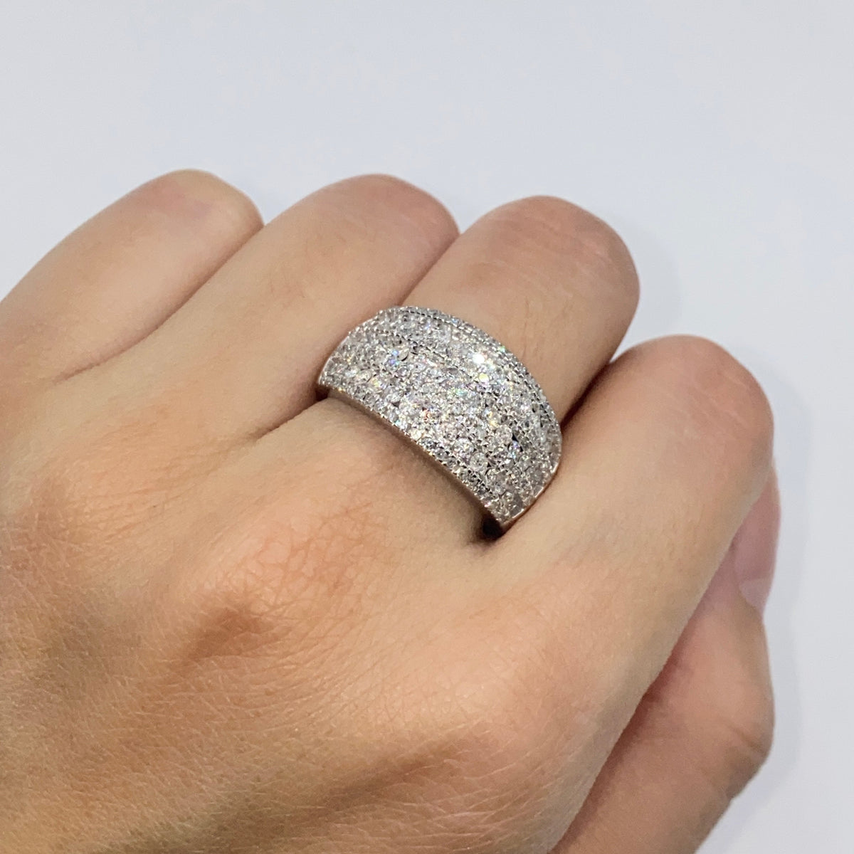 10K Gold Row Diamond Pave Ring Band - additional product view 3