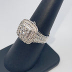 10K Gold Square Large Stones Center Halo Diamond Engagement Ring - additional product view 6