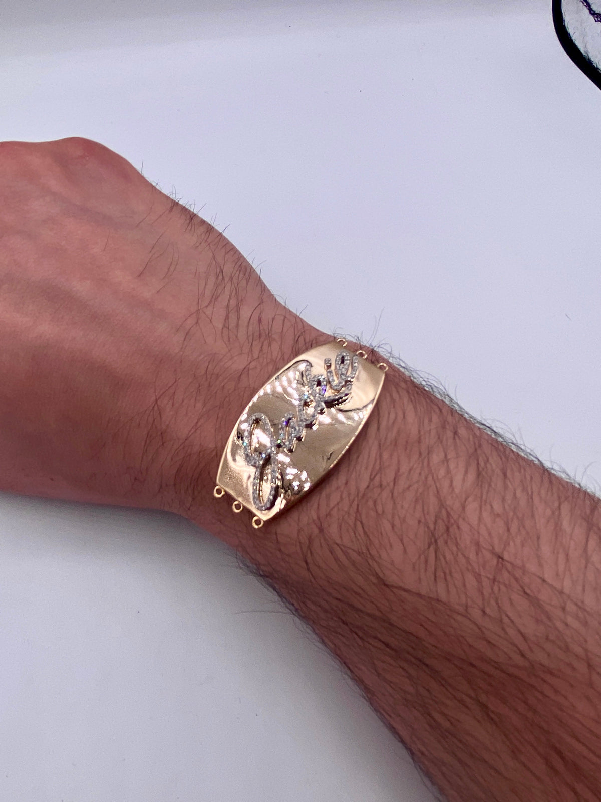 14K Gold Custom Diamond Bracelet Plate - additional product view 7