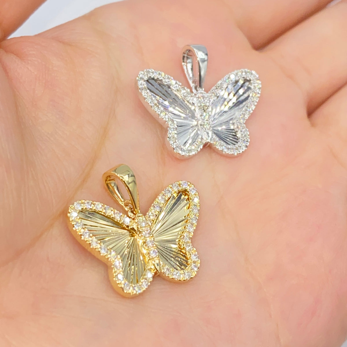 14K Gold Soft Butterfly Shine Diamond Pendant - additional product view 3
