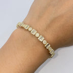 10K Gold 5.5mm Square Circle Link Diamond Baguette Tennis Bracelet 7 in - additional product view 2