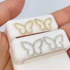 14K Gold Butterfly Pave Outline Diamond Earrings - additional product view 5