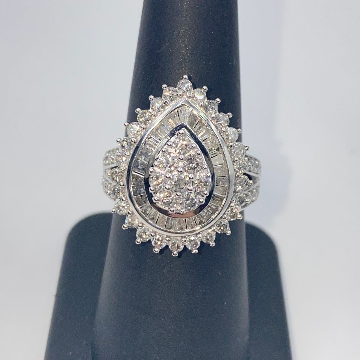 10K Gold Pear Diamond Baguette Jumbo Ring - additional product view 4