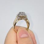 10K Gold Circle Large Stones Center Diamond Baguette Engagement Ring - additional product view 4
