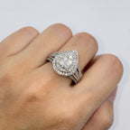 10K Gold Pear Large Stones Center Halo Diamond Engagement Ring - additional product view 3