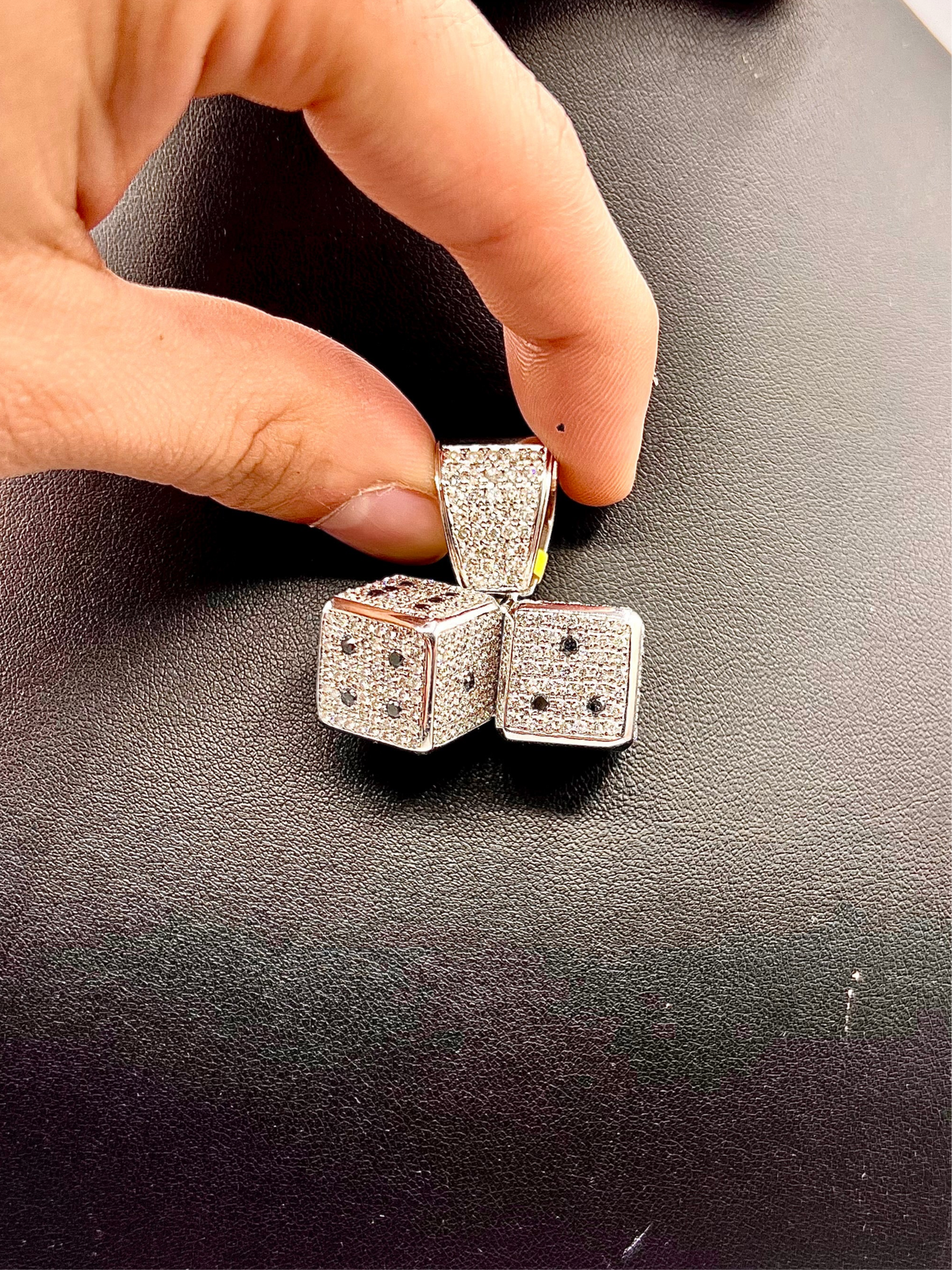 14K Gold Double Dice Diamond Pendant - additional product view 6