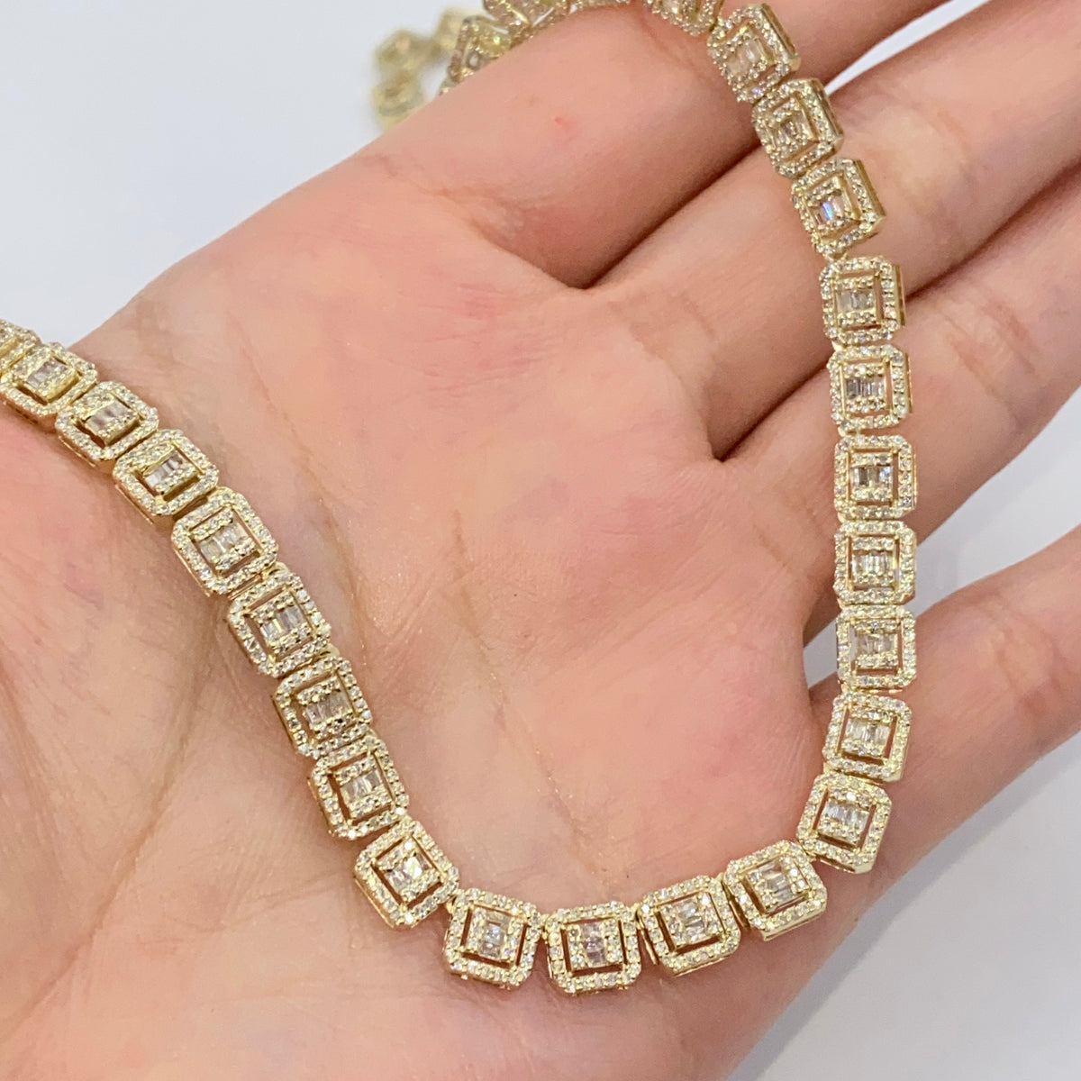 10K Gold 6mm Square Diamond Baguette Tennis Chain 18 in - additional product view 3
