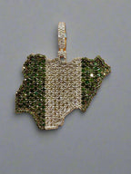 14K Gold Country of Nigeria Diamond Pendant - additional product view 2
