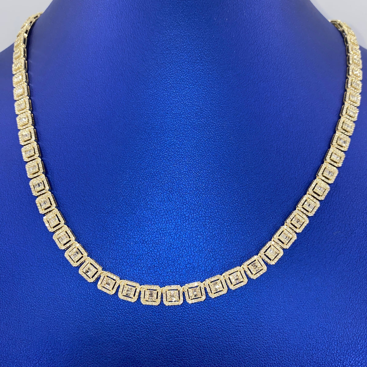 10K Gold 6mm Square Diamond Baguette Tennis Chain 18 in - additional product view 2