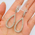 14K Gold Tear Drop Dangling Diamond Pave Earrings - additional product view 2