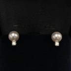 18K Gold Vintage Tiffany & Co Pearl Stud Diamond - additional product view 4