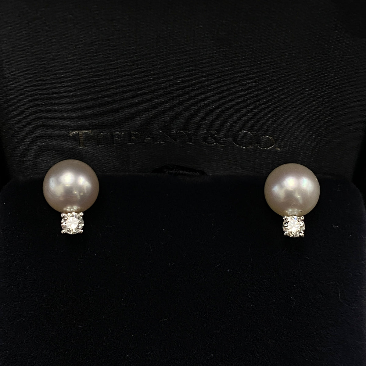 18K Gold Vintage Tiffany & Co Pearl Stud Diamond - additional product view 4