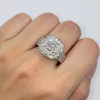 10K Gold Square Large Stones Center Halo Diamond Engagement Ring - additional product view 3
