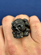 14K Gold Black Diamond Skull and Bones Ring - additional product view 6