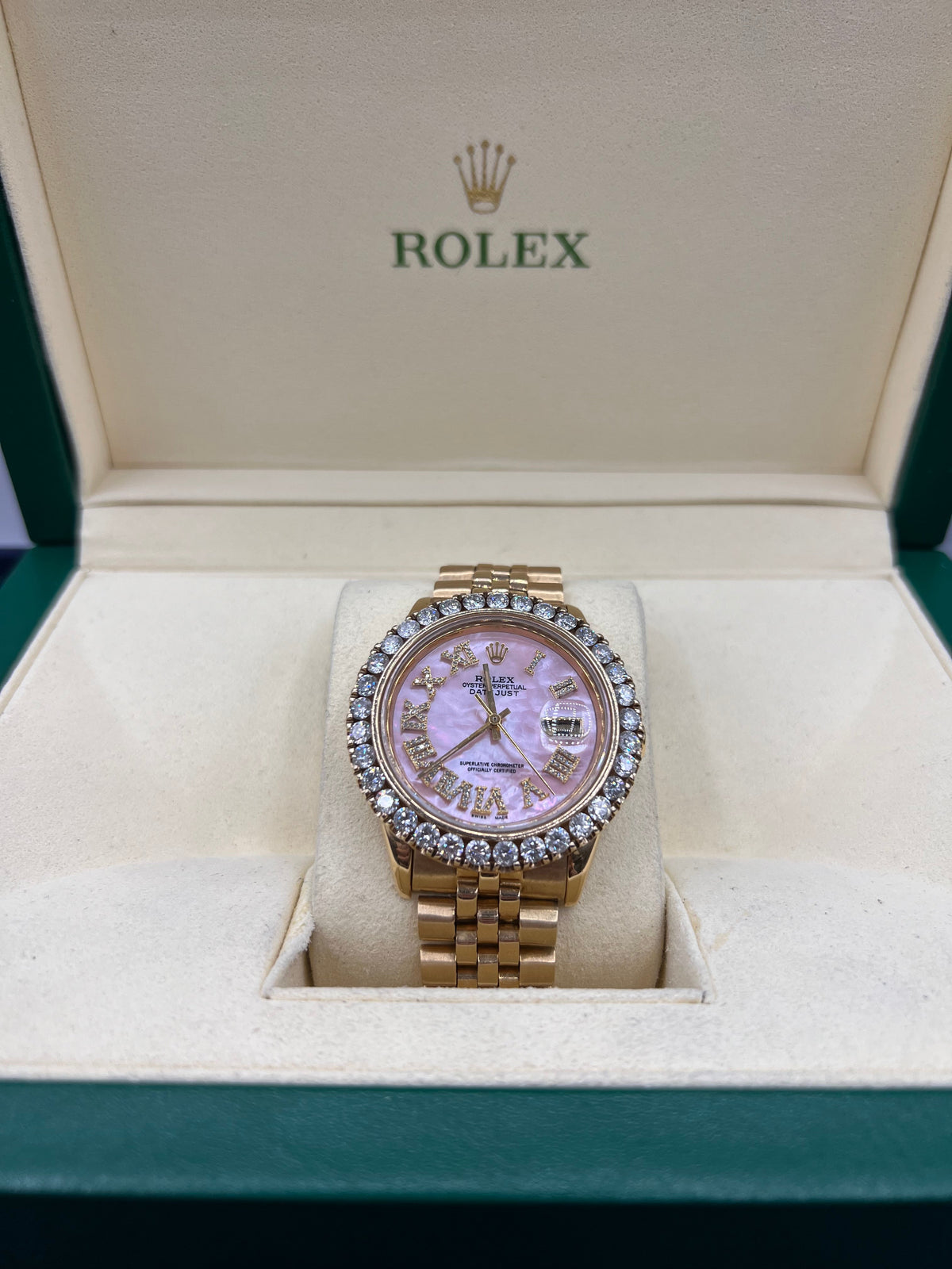 36mm Rolex Datejust Diamond Dial Pink Pearl Face Watch - additional product view 8